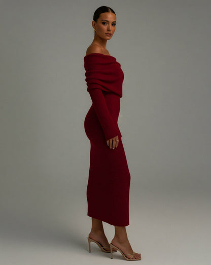 ANGELICA Knit Off-Shoulder Maxi Dress