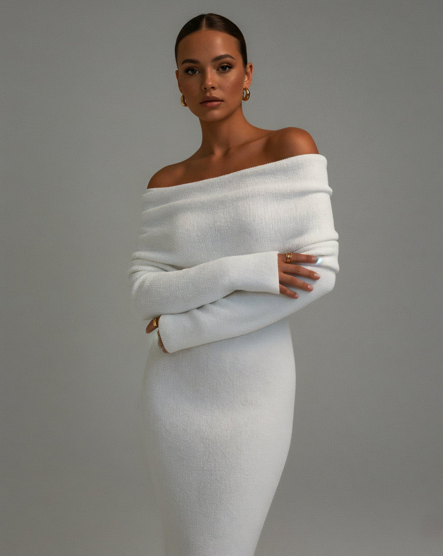 ANGELICA Knit Off-Shoulder Maxi Dress