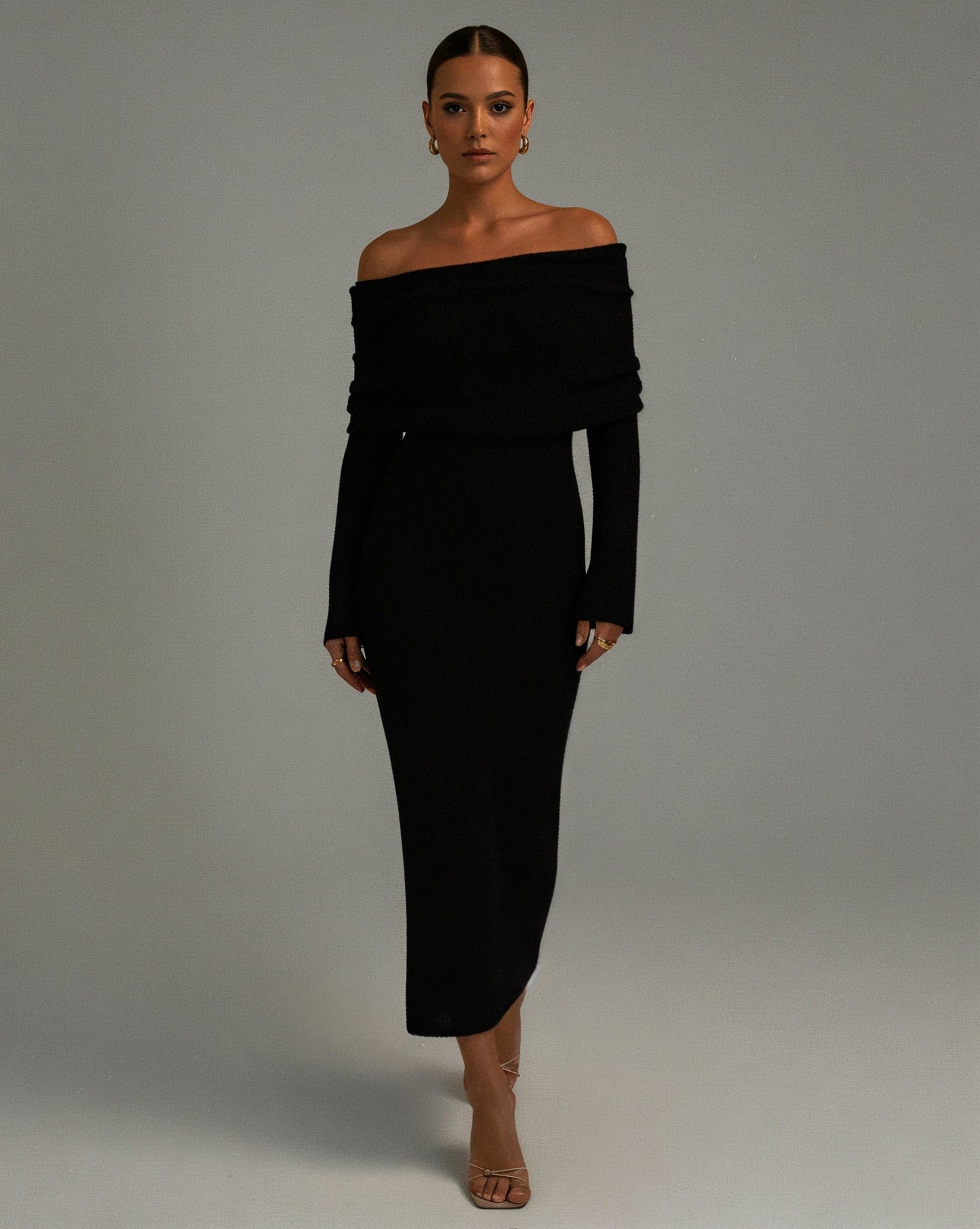 ANGELICA Knit Off-Shoulder Maxi Dress
